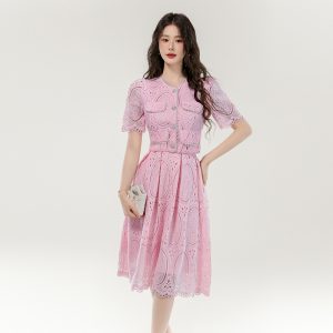 Light Luxury Water-Soluble Lace Two-Piece Skirt Set