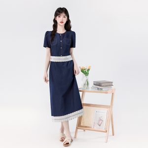 Tencel Denim Two-Piece Skirt Set with Short Jacket Summer 2025